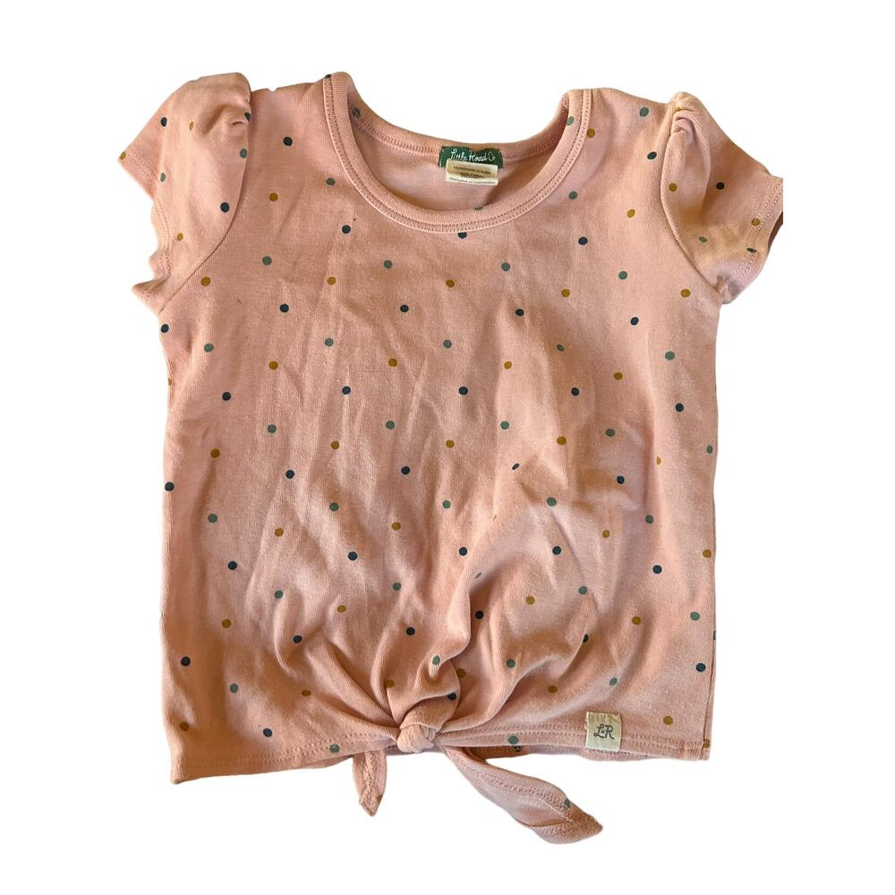 Little Road Co Pink Dot Tie Front Shirt  size 3